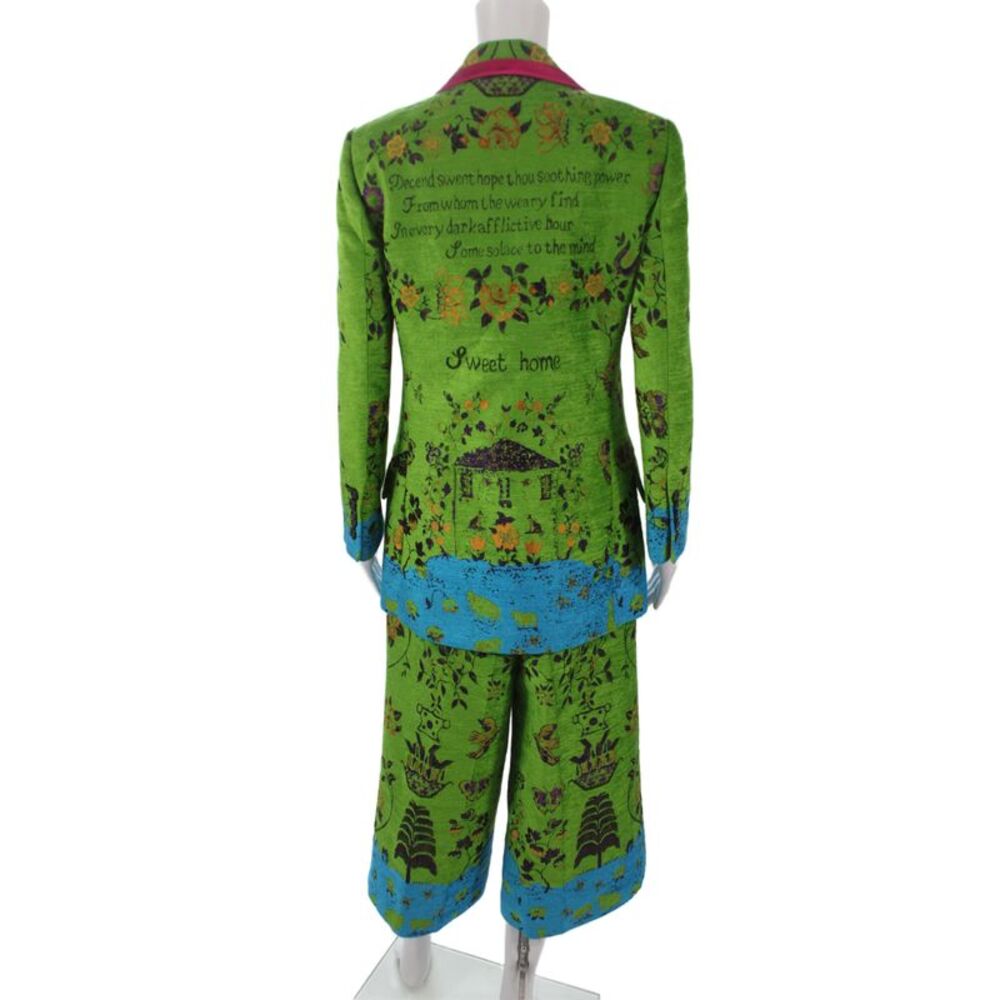 Gucci Womens Floral & Landscape Print Blazer Pants Suit Set Green Size 42 44 - Picture 5 of 11